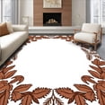 thumbnail image 1 of ODIKA 6'x9' Machine Washable Non-Slip Area Rug, Pine Cone Border Welcome with Traditional Christmas Icon Portrait High Traffic Rug with Pad, Brown, 740241, 1 of 8