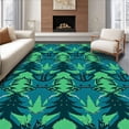 thumbnail image 1 of ODIKA 6'x9' Machine Washable Non-Slip Area Rug, Pine Tree Forest Needle Punch Kit Traditional Evergreen Design High Traffic Rug, Blue, 627702, 1 of 7