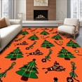 thumbnail image 1 of ODIKA 6'x9' Machine Washable Non-Slip Area Rug, Plaid Christmas Tree Patchwork Festive Holiday Accent High Traffic Rug with Pad, Orange, 622128, 1 of 8