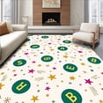 thumbnail image 1 of ODIKA 6'x9' Machine Washable Non-Slip Area Rug, Playful ABC Theme with Interlocking Astronomical Motifs High Traffic Rug with Pad, Green, 689183, 1 of 8