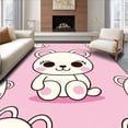 thumbnail image 1 of ODIKA 6x9 Machine Washable Non-Slip Area Rug, Playful Bear Cub Cartoon Bath with Whimsical Design High Traffic Rug, Pink, 729241, 1 of 7
