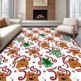 thumbnail image 1 of ODIKA 6'x9' Machine Washable Non-Slip Area Rug, Playful Gingerbread Family Gathering with Peppermint and Pine Accents High Traffic Rug with Pad, White, 651388, 1 of 8