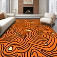 thumbnail image 1 of ODIKA 6'x9' Machine Washable Non-Slip Area Rug, Playful Jungle Cat Character Design with Vibrant Striped Details High Traffic Rug, Orange, 724134, 1 of 7