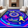 thumbnail image 1 of ODIKA 6'x9' Machine Washable Non-Slip Area Rug, Playful Kitten Chase Scene with LED Strip High Traffic Rug with Pad, Blue, 617291, 1 of 8