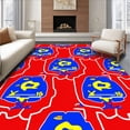 thumbnail image 1 of ODIKA 6'x9' Machine Washable Non-Slip Area Rug, Playful Letterland Pathways with Interactive Train Routes and ABC Symbols High Traffic Rug, Red, 695125, 1 of 5