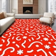 thumbnail image 1 of ODIKA 6'x9' Machine Washable Non-Slip Area Rug, Playful Polka Dot Array with Contrasting Whimsical Shapes High Traffic Rug with Pad, Red, 503063, 1 of 8