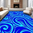 thumbnail image 1 of ODIKA 6'x9' Machine Washable Non-Slip Area Rug, Playful Zigzag Splash Design Charming Cartoon Style High Traffic Rug with Pad, Blue, 725343, 1 of 8