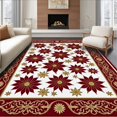thumbnail image 1 of ODIKA 6'x9' Machine Washable Non-Slip Area Rug, Poinsettia Bloom Floral Motif Entrance High Traffic Rug with Pad, Red, 607360, 1 of 8