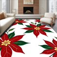 thumbnail image 1 of ODIKA 6'x9' Machine Washable Non-Slip Area Rug, Poinsettia Bloom Starter for Beginner Fiber Arts Enthusiasts High Traffic Rug with Pad, Red, 638054, 1 of 8