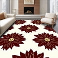 thumbnail image 1 of ODIKA 6'x9' Machine Washable Non-Slip Area Rug, Poinsettia Bloom with Velvet Petal Design High Traffic Rug with Pad, Maroon, 612141, 1 of 8