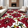 thumbnail image 1 of ODIKA 6'x9' Machine Washable Non-Slip Area Rug, Poinsettia Blossom Tapestry Style Floor Covering with Floral Elegance High Traffic Rug with Pad, Red, 614555, 1 of 8