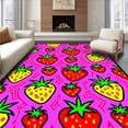 thumbnail image 1 of ODIKA 6'x9' Machine Washable Non-Slip Area Rug, Pop Art Strawberry Reverie Picnic with Mosaic High Traffic Rug, Pink, 708775, 1 of 7