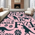 thumbnail image 1 of ODIKA 6'x9' Machine Washable Non-Slip Area Rug, Prehistoric Alphabet Learning with Ancient Creature Educational High Traffic Rug with Pad, Pink, 697972, 1 of 8