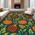 thumbnail image 1 of ODIKA 6'x9' Machine Washable Non-Slip Area Rug, Pumpkin Gridiron Harvest Autumn Sports and Gourds Design Welcome High Traffic Rug with Pad, Orange, 668289, 1 of 8