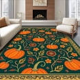 thumbnail image 1 of ODIKA 6'x9' Machine Washable Non-Slip Area Rug, Pumpkin Patch Scrollwork with Festive Petals and Leafy Accents High Traffic Rug, Orange, 603719, 1 of 7