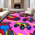 thumbnail image 1 of ODIKA 6'x9' Machine Washable Non-Slip Area Rug, Racing Vehicle Anime Style Floor High Traffic Rug, Red, 700554, 1 of 7