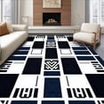 thumbnail image 1 of ODIKA 6'x9' Machine Washable Non-Slip Area Rug, Retro Minimalist Chessboard with Clean Interlocking Lines High Traffic Rug with Pad, Black, 560393, 1 of 8
