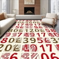 thumbnail image 1 of ODIKA 6'x9' Machine Washable Non-Slip Area Rug, Retro Sports Scoreboard with Interlocking Digits and Graphic Symbols High Traffic Rug with Pad, Red, 669867, 1 of 8
