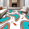 thumbnail image 1 of ODIKA 6'x9' Machine Washable Non-Slip Area Rug, Retro Striped With Vibrant Wave Motifs And Bold Accents High Traffic Rug, Teal, 708937, 1 of 7