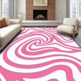 thumbnail image 1 of ODIKA 6'x9' Machine Washable Non-Slip Area Rug, Ripple Wave Abstract Accent High Traffic Rug with Pad, Pink, 568171, 1 of 8
