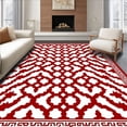 thumbnail image 1 of ODIKA 6'x9' Machine Washable Non-Slip Area Rug, Riviera Trellis Herringbone Decorative Artisan Look High Traffic Rug with Pad, Red, 555891, 1 of 8