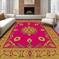 thumbnail image 1 of ODIKA 6'x9' Machine Washable Non-Slip Area Rug, Rococo Filigree Featuring Baroque Inspired Blossoms High Traffic Rug with Pad, Pink, 570661, 1 of 8