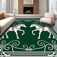 thumbnail image 1 of ODIKA 6'x9' Machine Washable Non-Slip Area Rug, Romantic Stallion Pair Art Nouveau Interlocking Tapestry High Traffic Rug with Pad, Green, 632754, 1 of 8