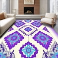 thumbnail image 1 of ODIKA 6x9 Machine Washable Non-Slip Area Rug, Rosette with Faded Grandeur Style High Traffic Rug with Pad, Purple, 657403, 1 of 8