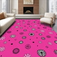 thumbnail image 1 of ODIKA 6'x9' Machine Washable Non-Slip Area Rug, Rustic Christmas Spotted with Festive Interlocking Snowflake Accents High Traffic Rug with Pad, Pink, 614061, 1 of 8