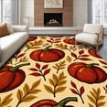 thumbnail image 1 of ODIKA 6'x9' Machine Washable Non-Slip Area Rug, Rustic Gourd Leaf Swirl Enchanted Garden Party Decoration High Traffic Rug, Orange, 603810, 1 of 7
