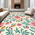 thumbnail image 1 of ODIKA 6'x9' Machine Washable Non-Slip Area Rug, Rustic Pasture Blossom Stitching Decoration High Traffic Rug, Pink, 636519, 1 of 7