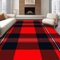 thumbnail image 1 of ODIKA 6'x9' Machine Washable Non-Slip Area Rug, Rustic Tartan Blend with Overlapping Grid High Traffic Rug with Pad, Red, 616225, 1 of 8