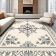 thumbnail image 1 of ODIKA 6'x9' Machine Washable Non-Slip Area Rug, Sandstone Medallion Contemporary Transitional High Traffic Rug with Pad, Beige, 474696, 1 of 8