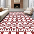 thumbnail image 1 of ODIKA 6'x9' Machine Washable Non-Slip Area Rug, Scandinavian Plaid Hearts with Interlocking Snowflake and Berry Sprigs High Traffic Rug with Pad, Red, 651558, 1 of 8