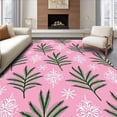 thumbnail image 1 of ODIKA 6'x9' Machine Washable Non-Slip Area Rug, Seasonal Fir Branch Crystal Flake Semi Circle Entrance High Traffic Rug, Pink, 509130, 1 of 7