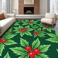 thumbnail image 1 of ODIKA 6'x9' Machine Washable Non-Slip Area Rug, Seasonal Holly Leaf Clusters with Berry Accents High Traffic Rug with Pad, Green, 627288, 1 of 8