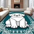 thumbnail image 1 of ODIKA 6'x9' Machine Washable Non-Slip Area Rug, Seasonal Puppy Artwork Hook Kit with Snowflake Border Embellishments High Traffic Rug, White, 635754, 1 of 7