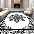 thumbnail image 1 of ODIKA 6'x9' Machine Washable Non-Slip Area Rug, Shadow Garden Floral Medallion Style High Traffic Rug with Pad, Black, 336987, 1 of 8
