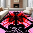 thumbnail image 1 of ODIKA 6'x9' Machine Washable Non-Slip Area Rug, Bone Amidst Spiky and Crimson Splatter High Traffic Rug, Pink, 703929, 1 of 7