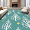 thumbnail image 1 of ODIKA 6'x9' Machine Washable Non-Slip Area Rug, Snow Dusted Pine Forest Motif with Scattered Accents High Traffic Rug, White, 655825, 1 of 7