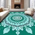 thumbnail image 1 of ODIKA 6'x9' Machine Washable Non-Slip Area Rug, Snowflake Crochet Kit Winter Crystalline Design High Traffic Rug with Pad, Green, 644051, 1 of 8