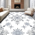 thumbnail image 1 of ODIKA 6'x9' Machine Washable Non-Slip Area Rug, Snowflake Crystal Winter Crochet Hook Latch Kit High Traffic Rug with Pad, Gray, 642480, 1 of 8