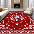 thumbnail image 1 of ODIKA 6'x9' Machine Washable Non-Slip Area Rug, Snowflake Medallion Holiday with Winter Crystal Motifs High Traffic Rug, Red, 625704, 1 of 7
