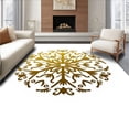 thumbnail image 1 of ODIKA 6'x9' Machine Washable Non-Slip Area Rug, Snowflake Medallion Sequin with Radiant Burst Motifs and Elegant Swirls High Traffic Rug, Gold, 625202, 1 of 7