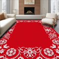 thumbnail image 1 of ODIKA 6'x9' Machine Washable Non-Slip Area Rug, Snowflake with Interlocking Holly Motifs and Festive High Traffic Rug, Red, 611409, 1 of 7