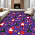 thumbnail image 1 of ODIKA 6'x9' Machine Washable Non-Slip Area Rug, Snowy Tree Lane Scene Featuring Nordic Gnomes And Holiday Ornaments High Traffic Rug with Pad, Purple, 628095, 1 of 8