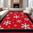 thumbnail image 1 of ODIKA 6'x9' Machine Washable Non-Slip Area Rug, Snowy Wonderland Decorative Nordic Celebration Entrance High Traffic Rug with Pad, Red, 651617, 1 of 8