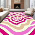 thumbnail image 1 of ODIKA 6'x9' Machine Washable Non-Slip Area Rug, Sophisticated Wave with Neutral Cream Accents High Traffic Rug, Pink, 663942, 1 of 7