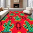 thumbnail image 1 of ODIKA 6'x9' Machine Washable Non-Slip Area Rug, Southwestern Cartoon Cactus Scene with Decorative Motifs High Traffic Rug, Red, 721944, 1 of 7