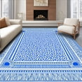 thumbnail image 1 of ODIKA 6'x9' Machine Washable Non-Slip Area Rug, Southwestern Ranch Themed Floor Accent with Authentic Safari Look High Traffic Rug with Pad, Blue, 614004, 1 of 8